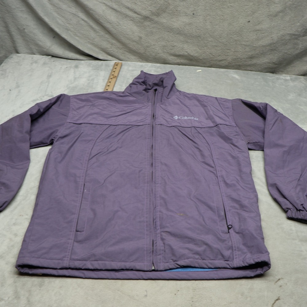 Columbia Jacket Mens XXL Purple Fleece Lined Full Zip Light Rain Hiking Outdoor